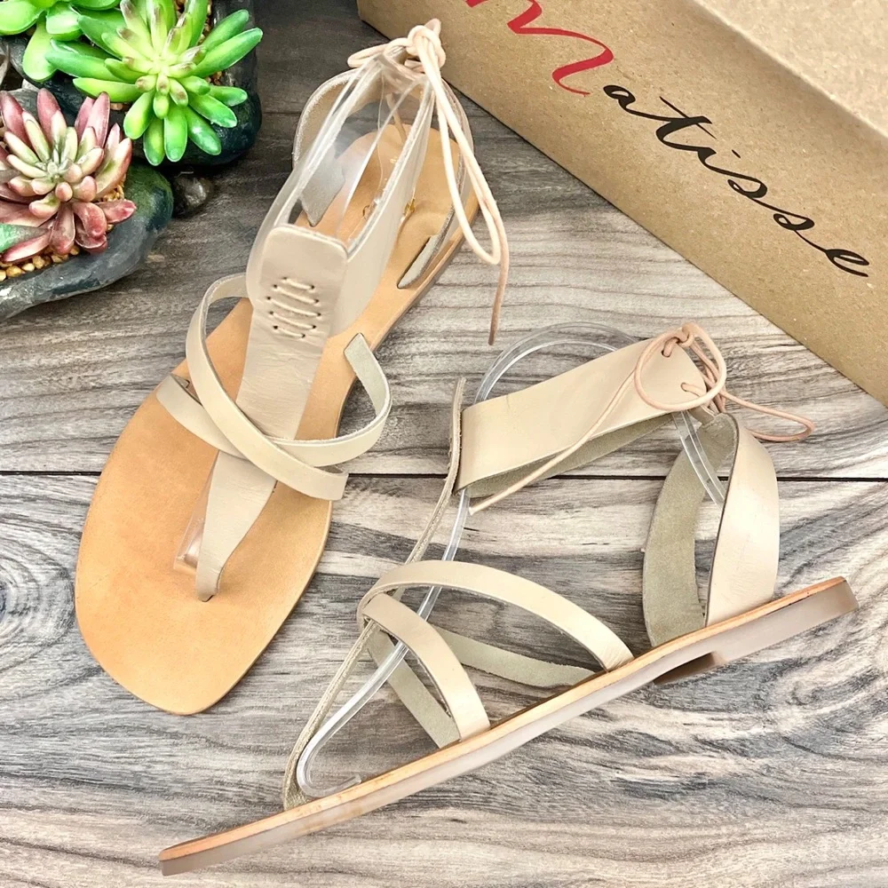 NIB Matisse Sunnie Gladiator Leather Sandal Natural - Picture 3 of 15